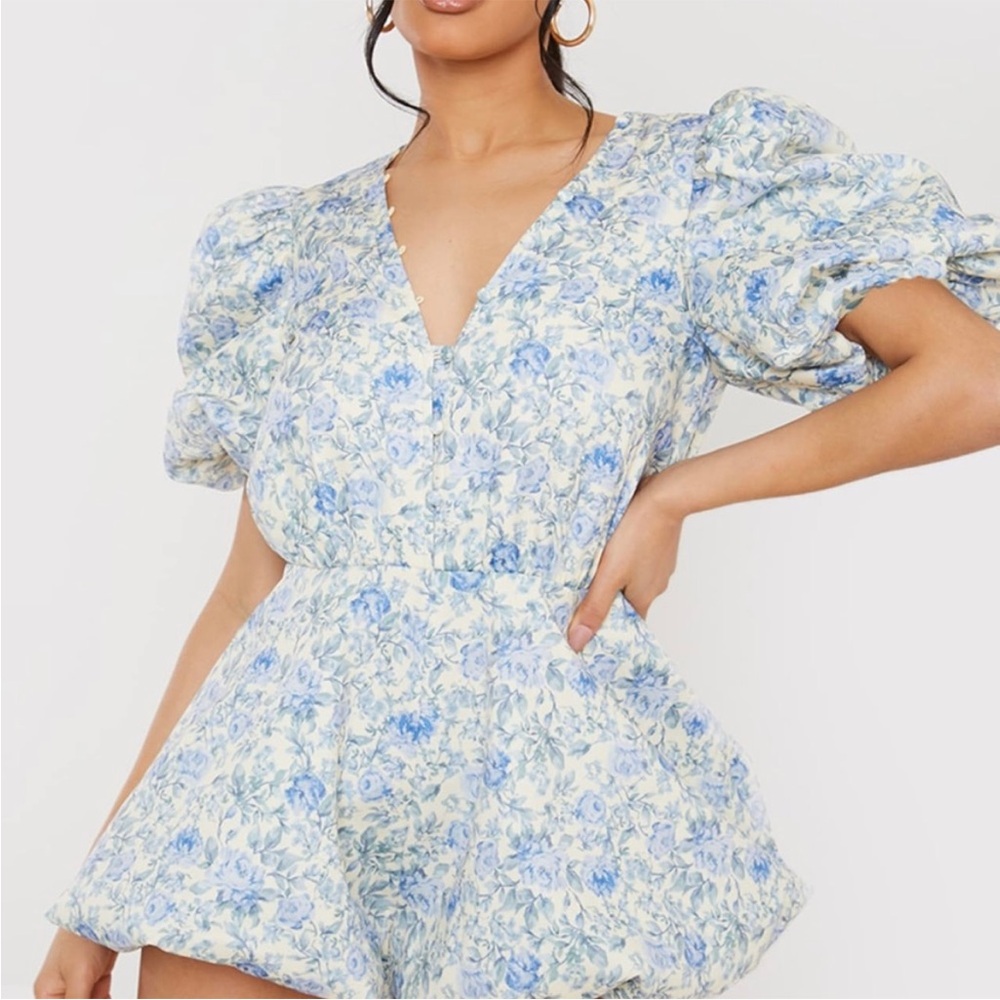 Floral Puff Sleeve Romper